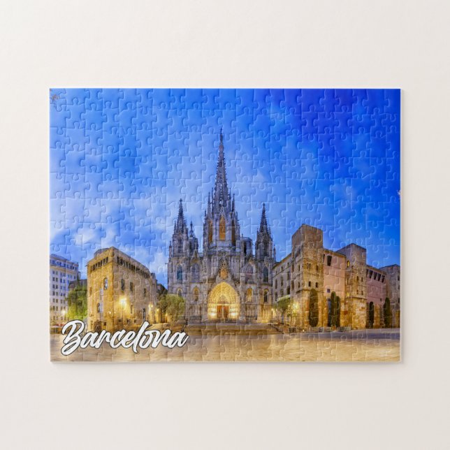 Katedralen i Barcelona, Spanien Pussel (Horisontell)