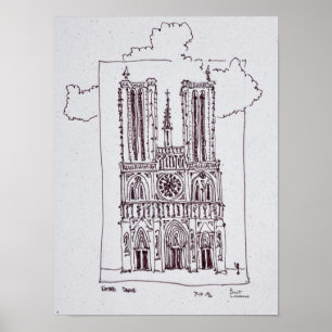 Katedralen Notre-Dame de Paris Ille de la Cite Poster