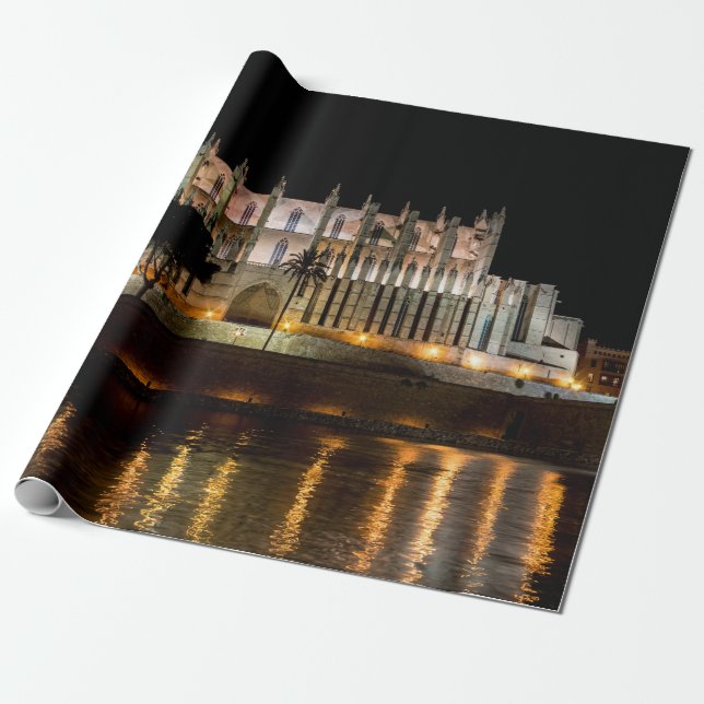 Katedralen Palma de Mallorca nattetid - Spanien Presentpapper (Utrullad)