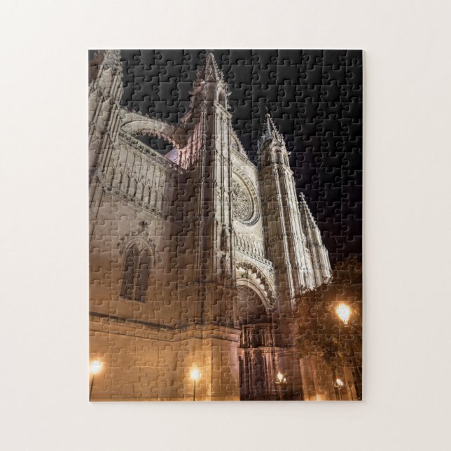 Katedralen Palma de Mallorca nattetid - Spanien Pussel (Vertikal)