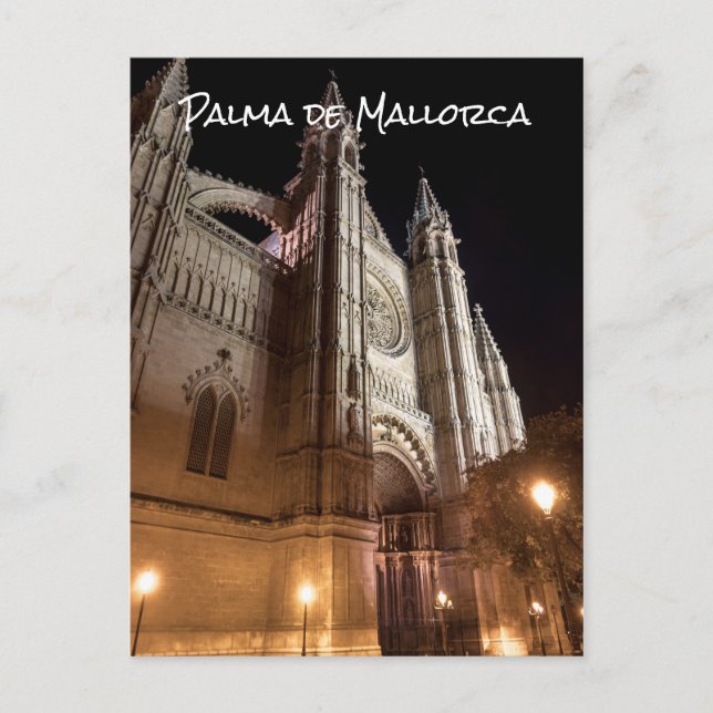 Katedralen Palma de Mallorca nattetid - Spanien Vykort (Framsida)