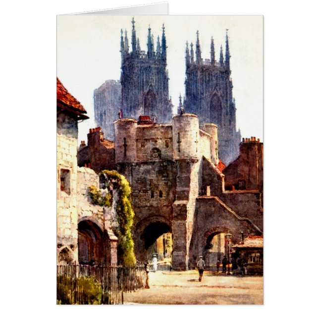 Katedralen Yok Minster Bootham Pub Entrance Färg Hälsningskort (Framsidan)
