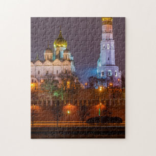 Katedraler i Moskva-Kremlin nattetid Pussel