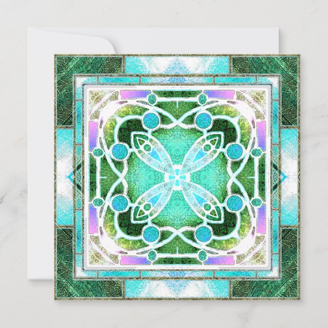 Katedralfönster med fastsatt glas i Grönt och färg (Framsida)