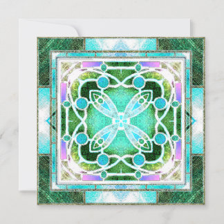 Katedralfönster med fastsatt glas i Grönt och färg