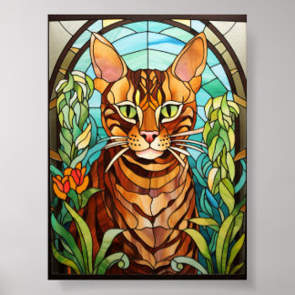 Katedralglas Bengal Katt Porträtt Poster