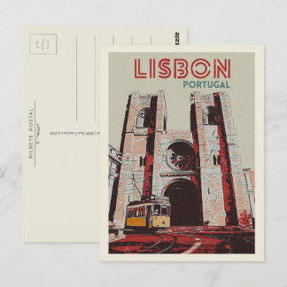 Katedralillustration från Lissabon Portugal Vykort