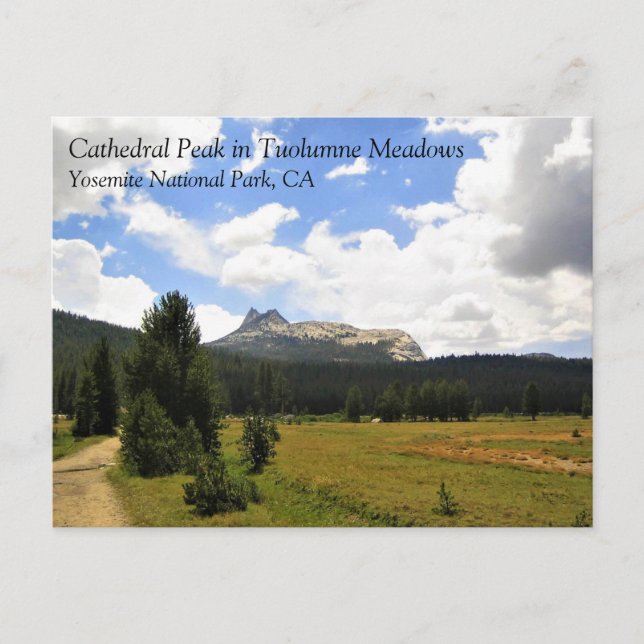 Katedraltopp i Tuolumne Meadows, Yosemite, CA P Vykort (Framsida)