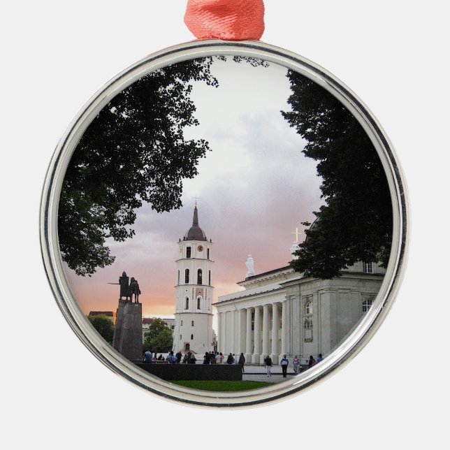 Katedraltorget i Vilnius, LITAUEN — Julgransprydnad Metall (Framsidan)