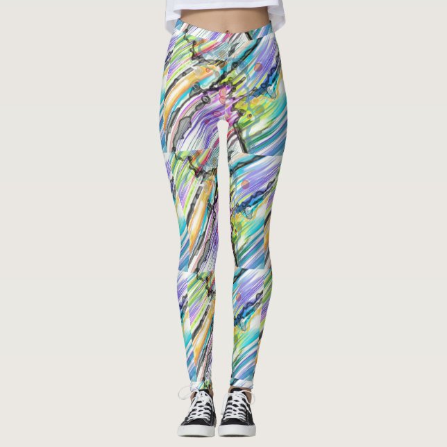 KATEGORI FIVS SWIRLING ABSTRAKT ART DESIGN LEGGINGS (Framsida)