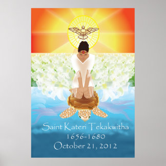 Kateri Tekakwith a poster