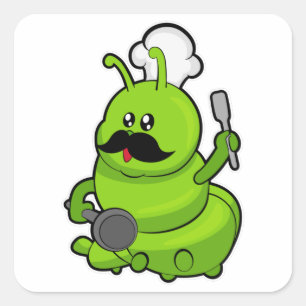 Katerpelare som Cook med Mustache Fyrkantigt Klistermärke