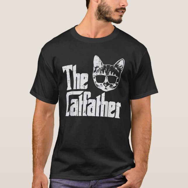Katfader Funny Cat Pappa Fars dag Movie Pun T Shirt (Framsida)