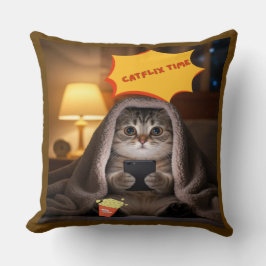 Katflix Time Cute Cat Dekorativ kudde för barn | R