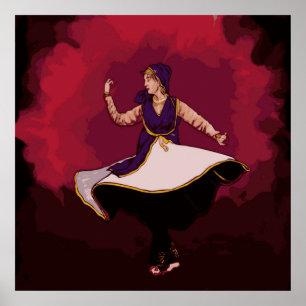 Kathak Dancer - en soloprestanda i Vector Poster
