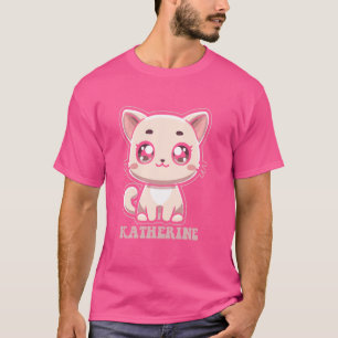 Katherine Cute Kattunge Design for Girls Namn Kat T Shirt