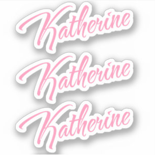 Katherine Decorative Namn i Rosa x3 Sticker Klistermärken