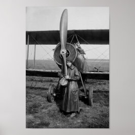 Katherine Stinson With Biplane - 1917 Poster