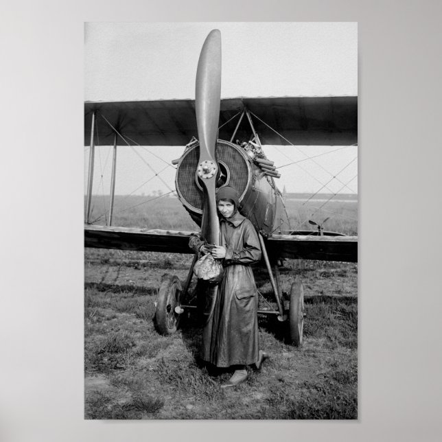 Katherine Stinson With Biplane - 1917 Poster (Framsidan)