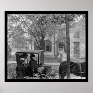 Katherine Wright i en Carriage in Dayton, OH 1898 Poster