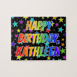 "KATHLEEN" Förnamn, Kul "GRATTIS PÅ FÖDELSEDAGEN" Pussel