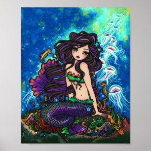 "Kathleen" Sjöjungfru Jellyfish Ocean Seahorse Fai Poster