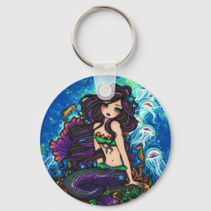 "Kathleen" sjöjungfru och manet Keychain Nyckelring