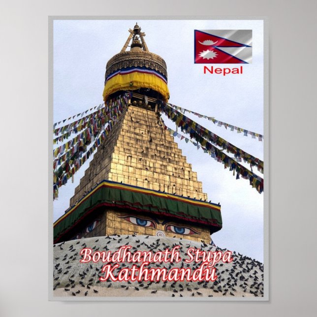 Kathmandu - Boudhanath Stupa - Nepal - Poster (Framsidan)