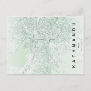 Kathmandu City Nepal Kart Minimal Postkort Vykort