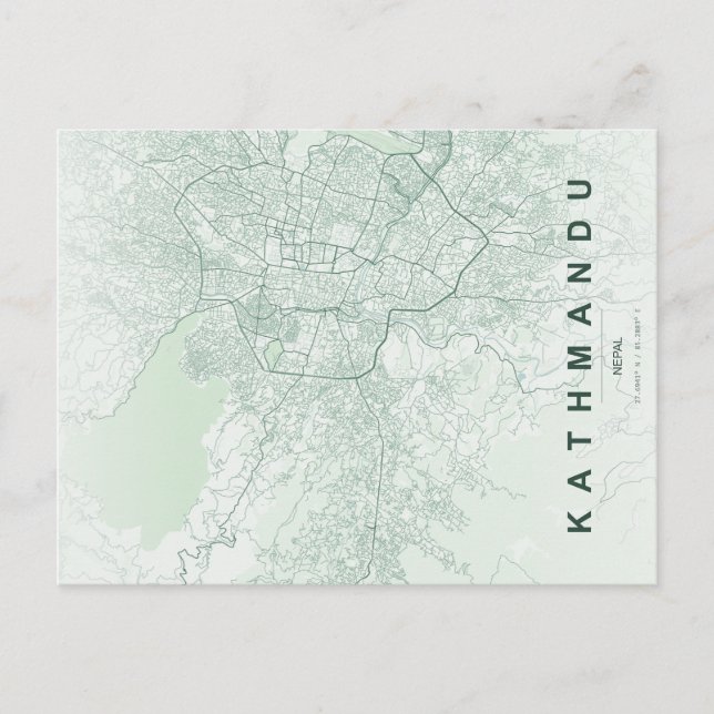 Kathmandu City Nepal Kart Minimal Postkort Vykort (Framsida)