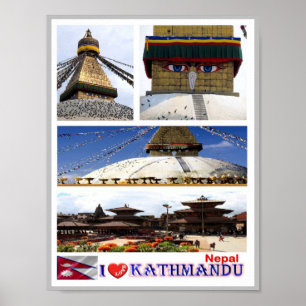 Kathmandu - I Kärlek - Nepal - Poster
