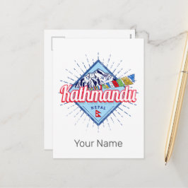 Kathmandu Mountains Nepal Retro Flaggor Souvenir Helg Vykort