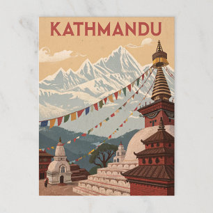 Kathmandu Mountains och Prayer Flaggor Vykort