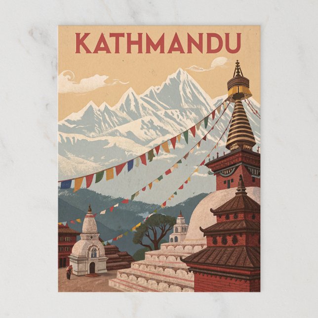 Kathmandu Mountains och Prayer Flaggor Vykort (Skapare uppladdad)