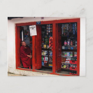 Kathmandu Nepal Resa Leende Buddhistmunk Vykort