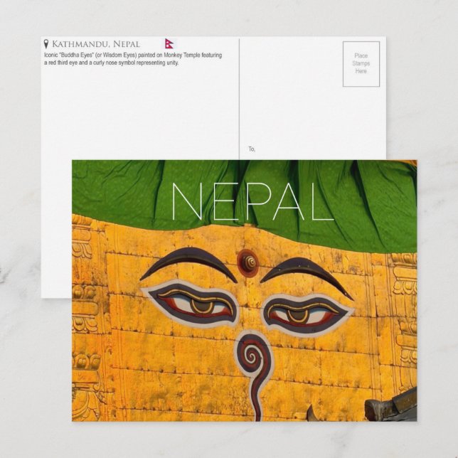 Kathmandu, Nepal Resebrev vykort (Fram/baksida)