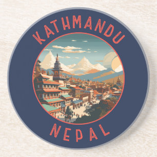 Kathmandu Nepal Retro Distress Circle Underlägg