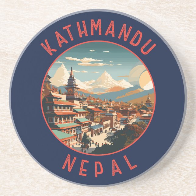 Kathmandu Nepal Retro Distress Circle Underlägg (Framsidan)