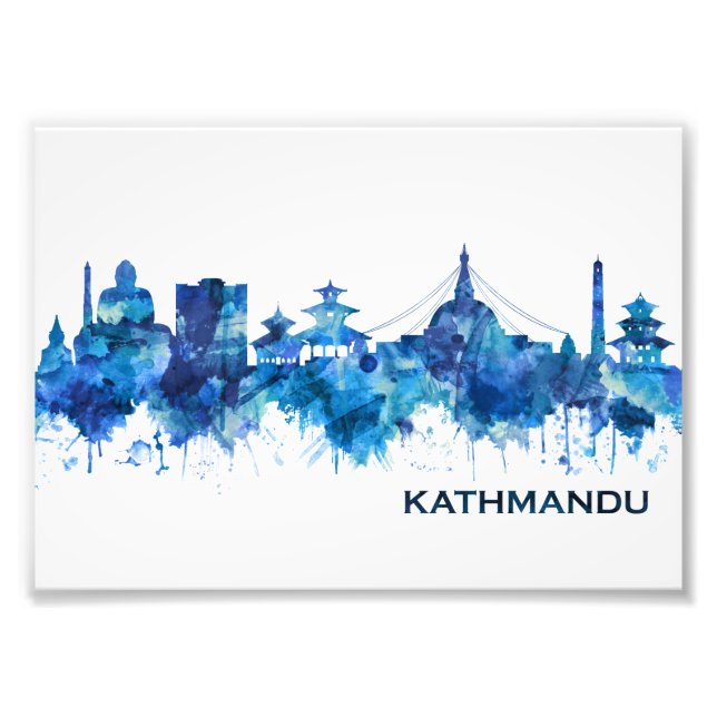 Kathmandu Nepal Skyline Blue Fototryck (Framsidan)