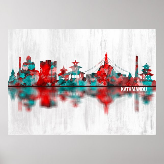 Kathmandu Nepal Skyline Poster (Framsidan)