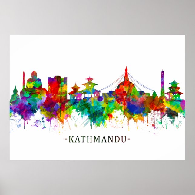 Kathmandu Nepal Skyline Poster (Framsidan)
