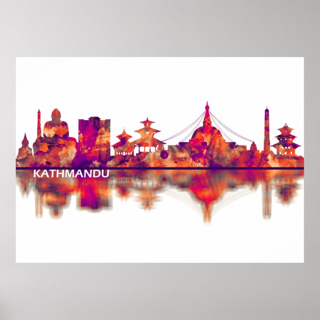 Kathmandu Nepal Skyline Poster (Framsidan)