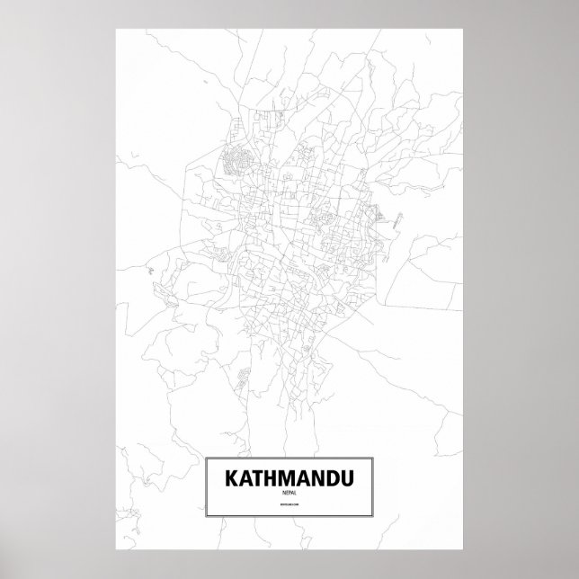 Kathmandu, Nepal (svart på vit) Poster (Framsidan)