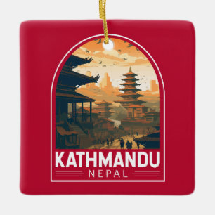 Kathmandu Nepal Travel Art Vintage Julgransprydnad Keramik