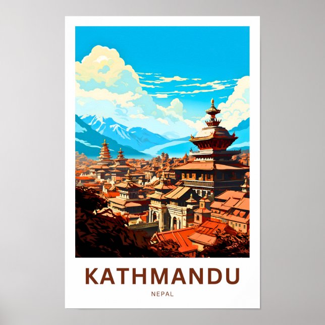 Kathmandu Nepal Travel Skriv ut Poster (Framsidan)
