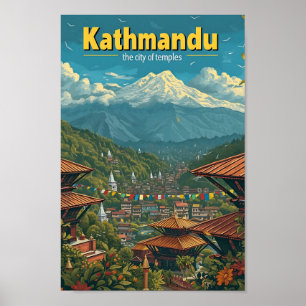 Kathmandu Nepal Vintagekonst Reseskiss Poster