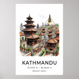 Kathmandu Väggkonst Bläck Linjedragning - Pagoder