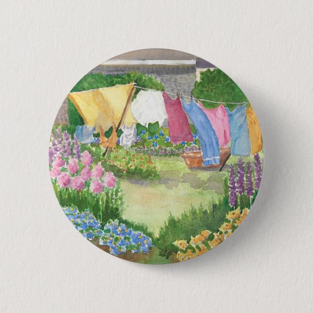Kathy's Tvätt på Monhegan is Maine Round Button Knapp (Framsida)