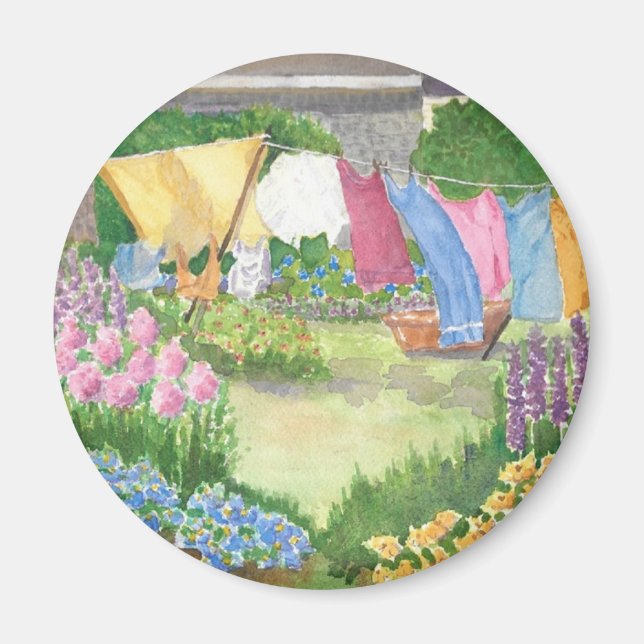 Kathy's Tvätt på Monhegan Island Maine Button Magnet (Framsidan)