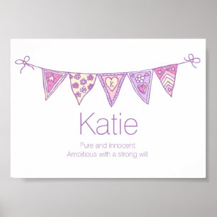 Katie namn betyder lila rosa dragen bunt poster